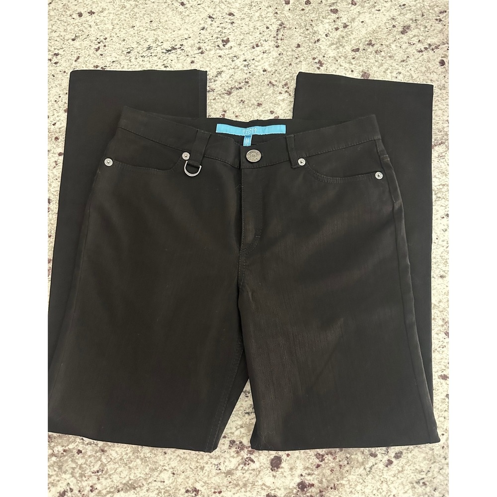Escada Sport Lamb Nappa Leather Trim Stretch Denim Black Jeans 40